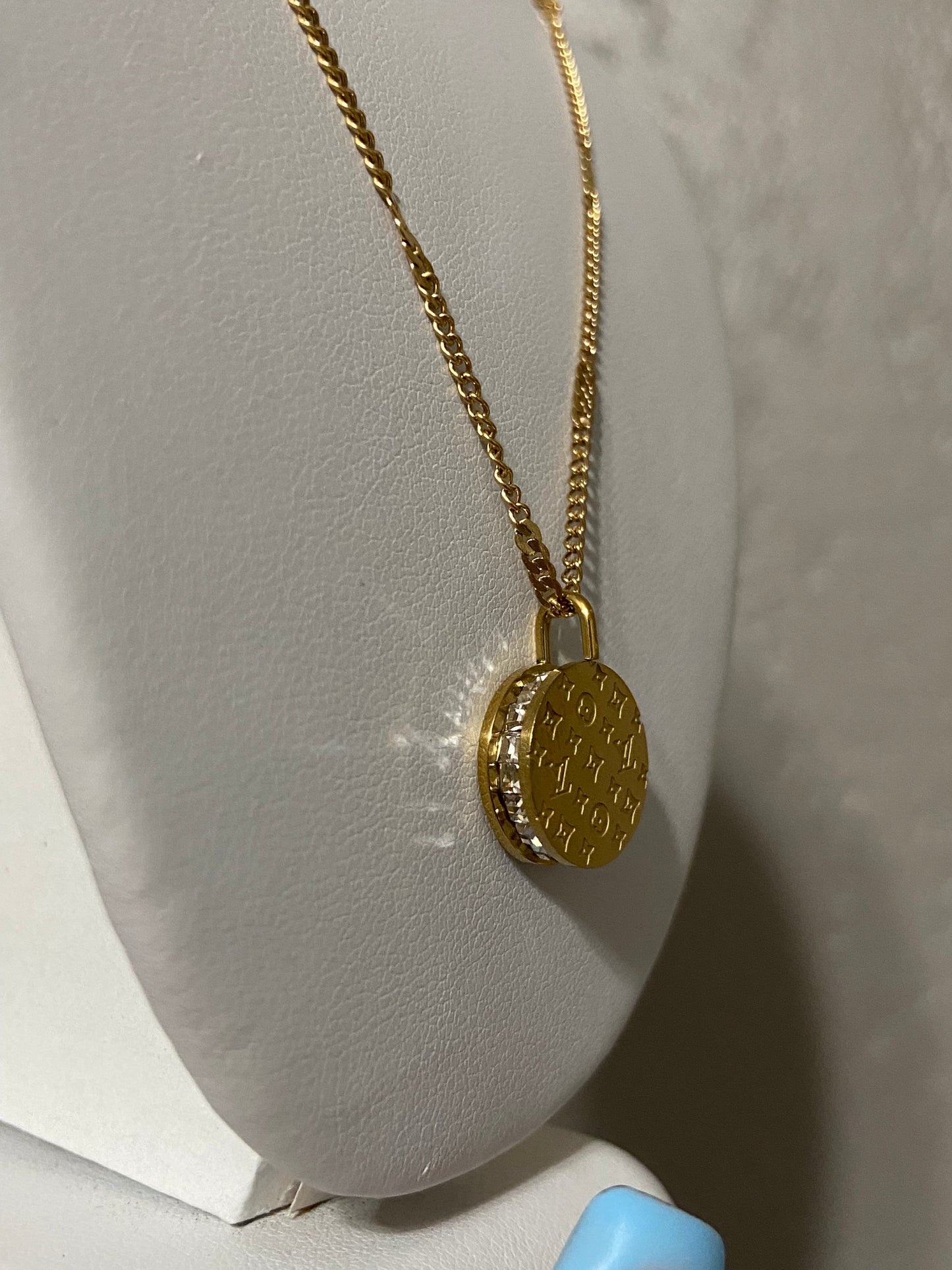 LV Circle Monogram Stainless Steel Gold Necklace