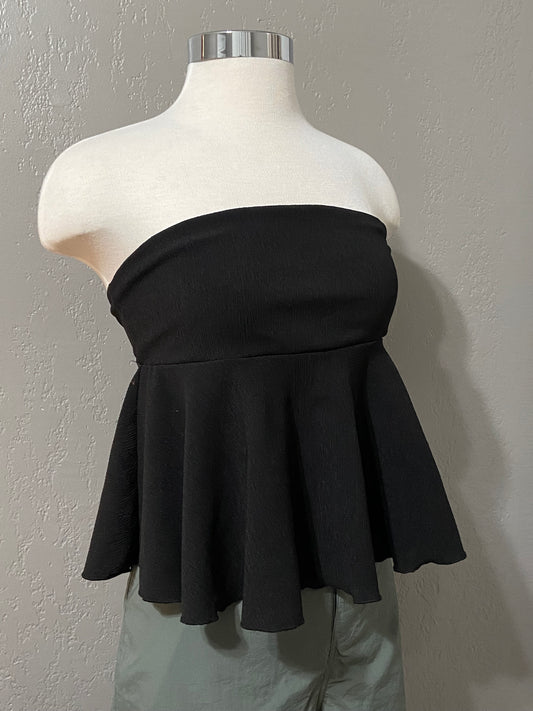 Black Peplum Tube Top