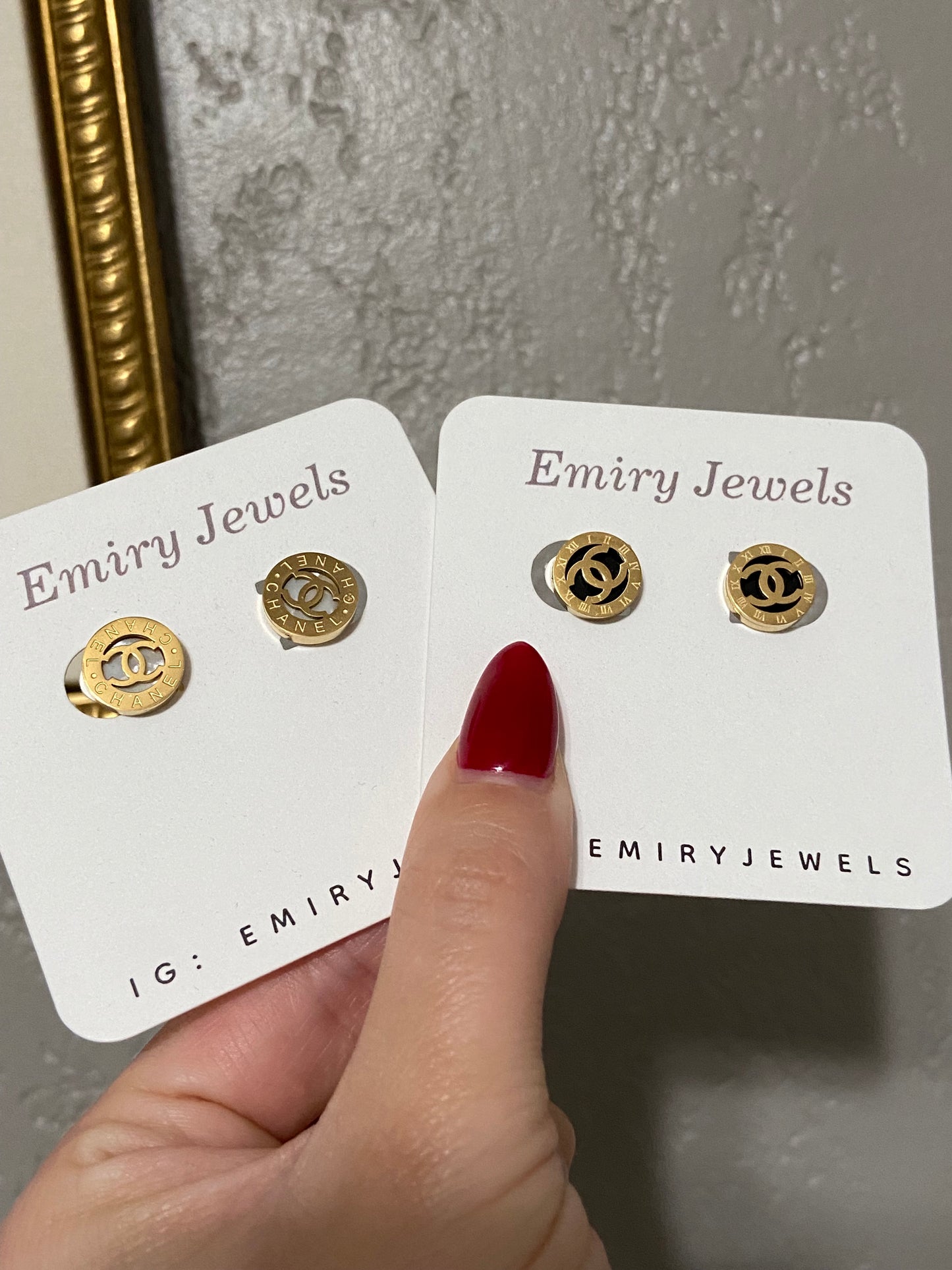 CC Stainless Steel Gold Stud Earrings