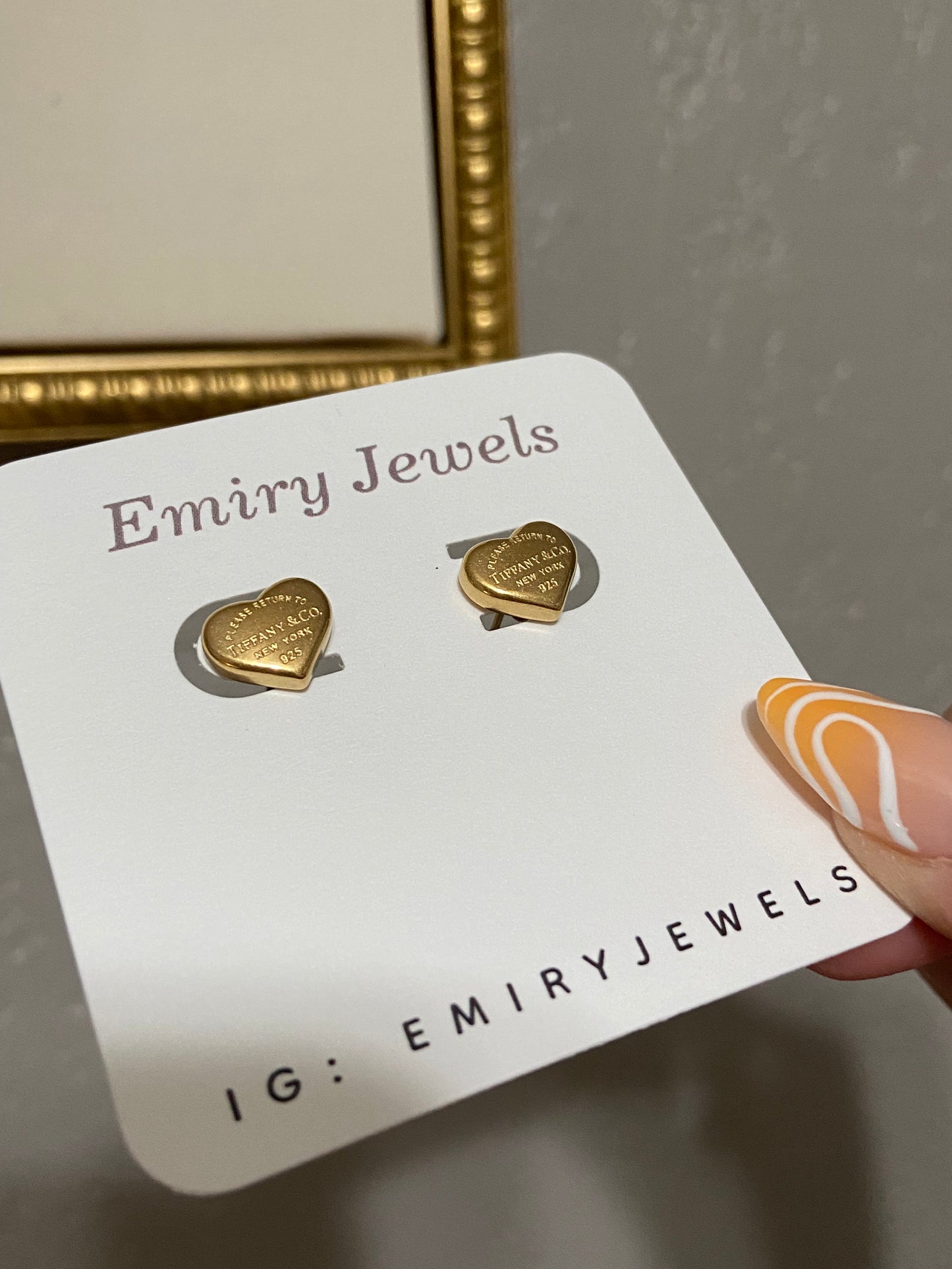 Tiff & Co Stainless Steel Gold Heart Earrings