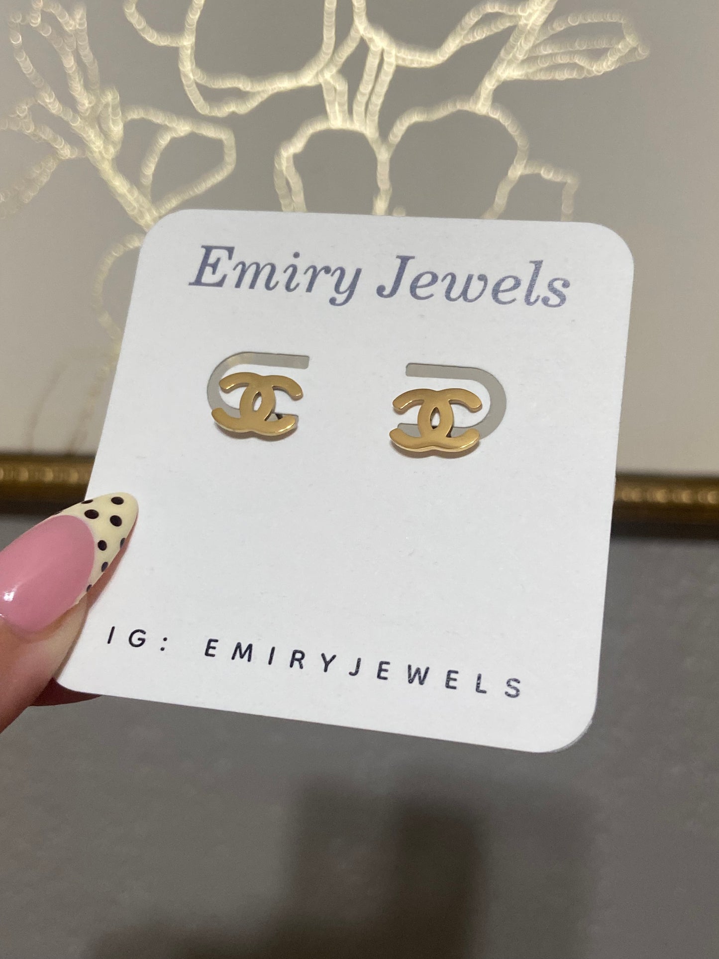 Mini CC Stainless Steel Gold Earrings