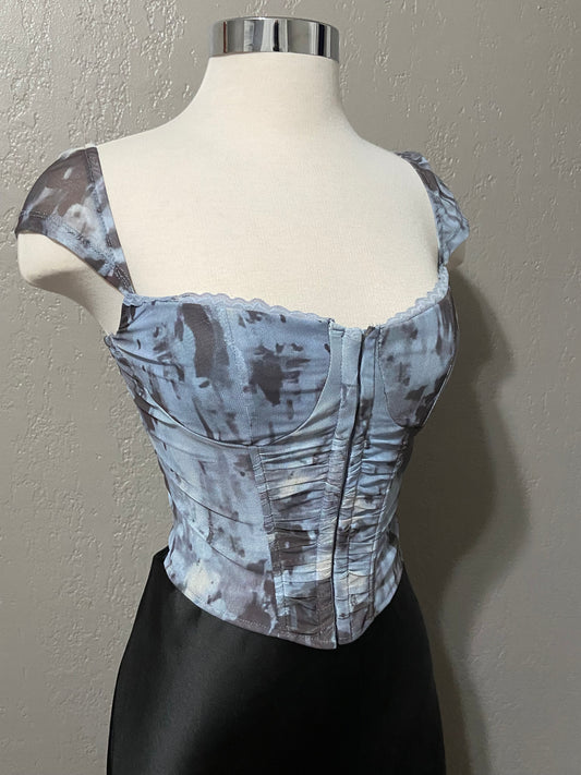 Blue Mesh Corset Tank