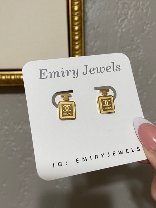 CC Gold Perfume Stainless Steel Earrings