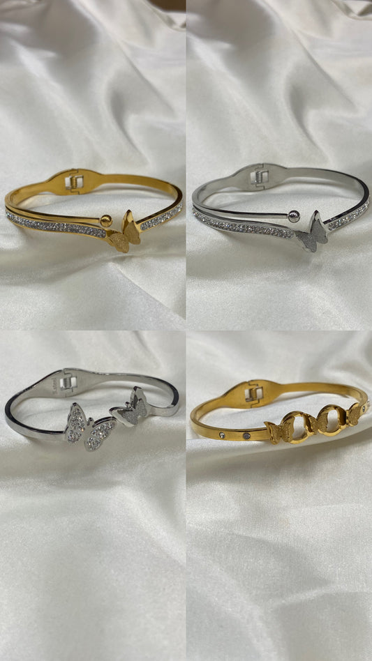 Butterfly CZ Stainless Steel Bracelets