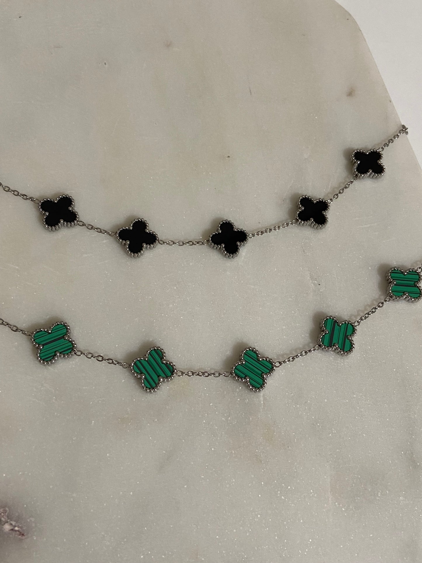 V C A Clover Stainless Steel Silver Bracelet