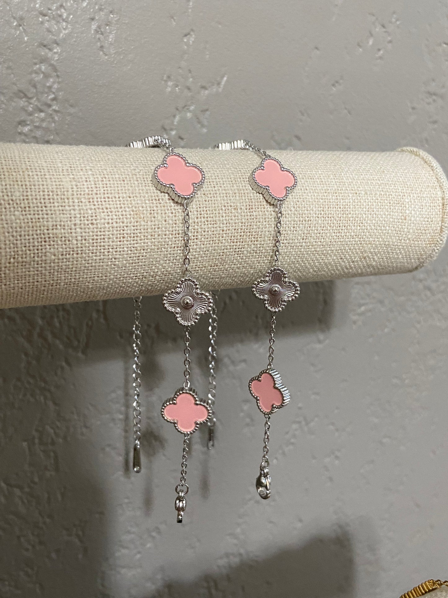 V C A Clover Stainless Steel Silver Bracelet