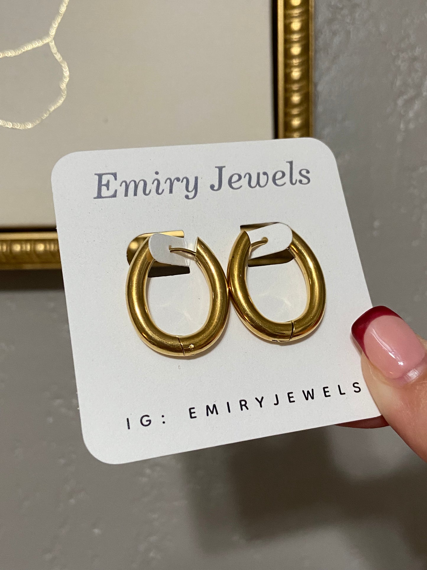 Gold Oval Stainless Steel Hoops