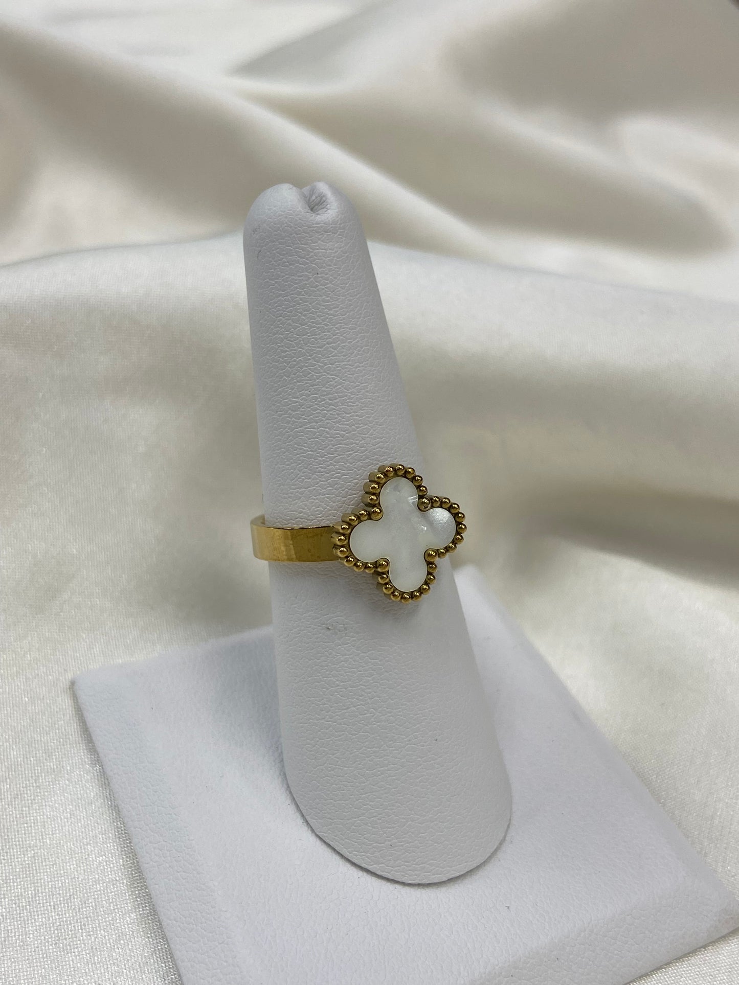 Clover Stainless Steel Gold Ring