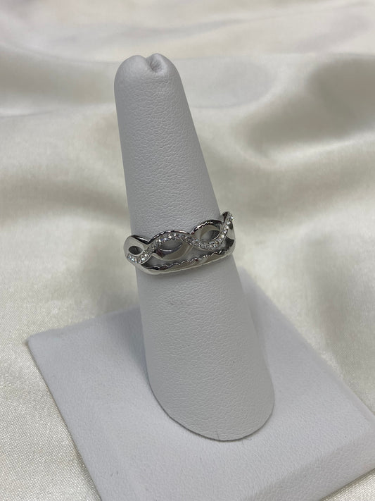Silver CZ Infinity Stainless Steel Ring