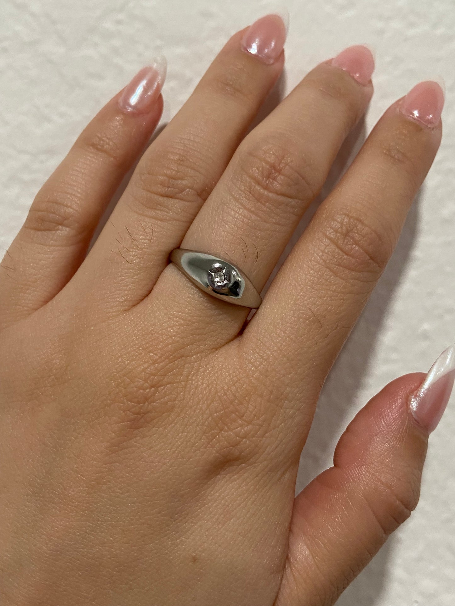 Sparkle CZ Stainless Steel Silver Ring