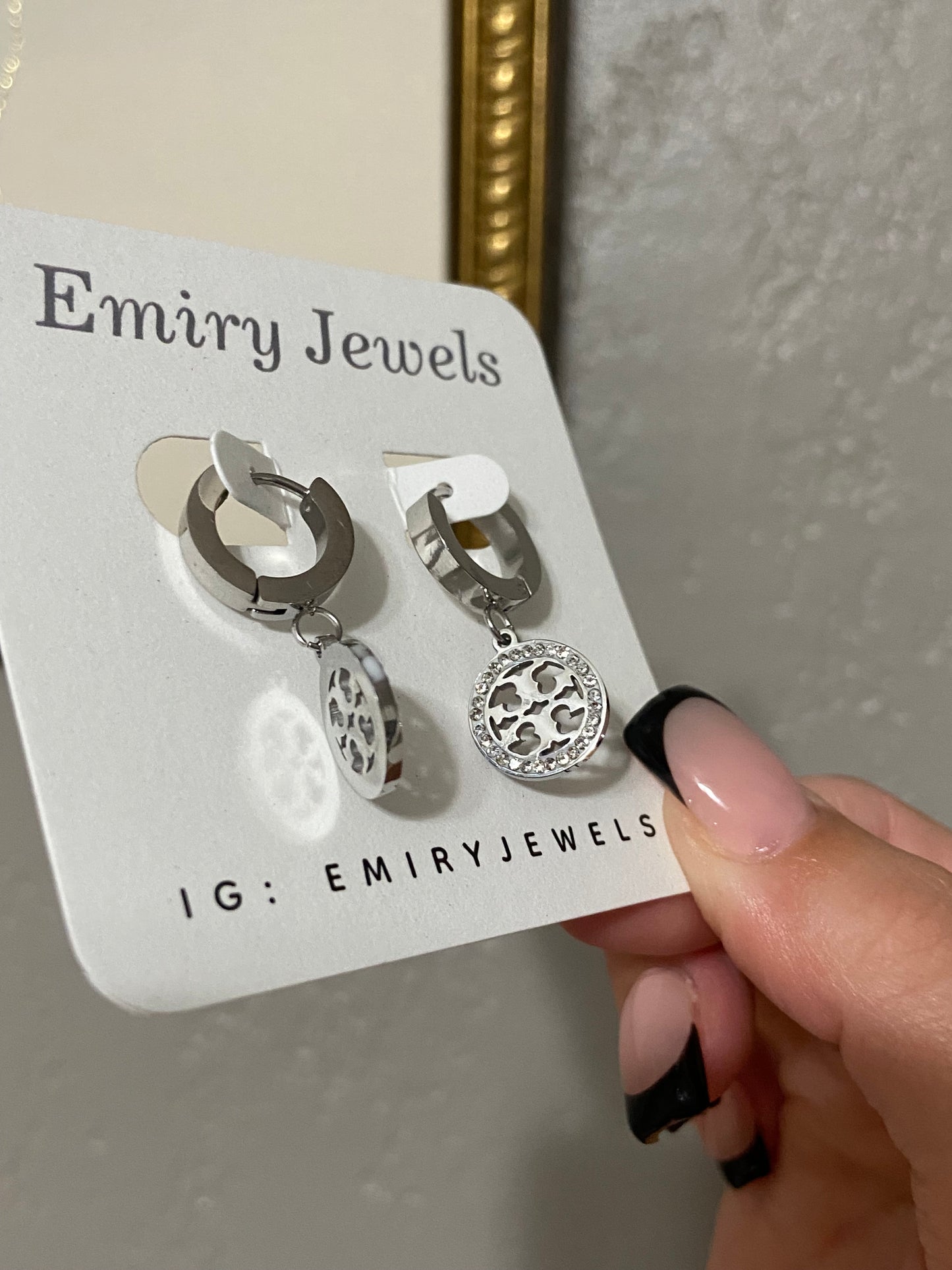 Tory B CZ Stainless Steel Silver Huggie Earrings