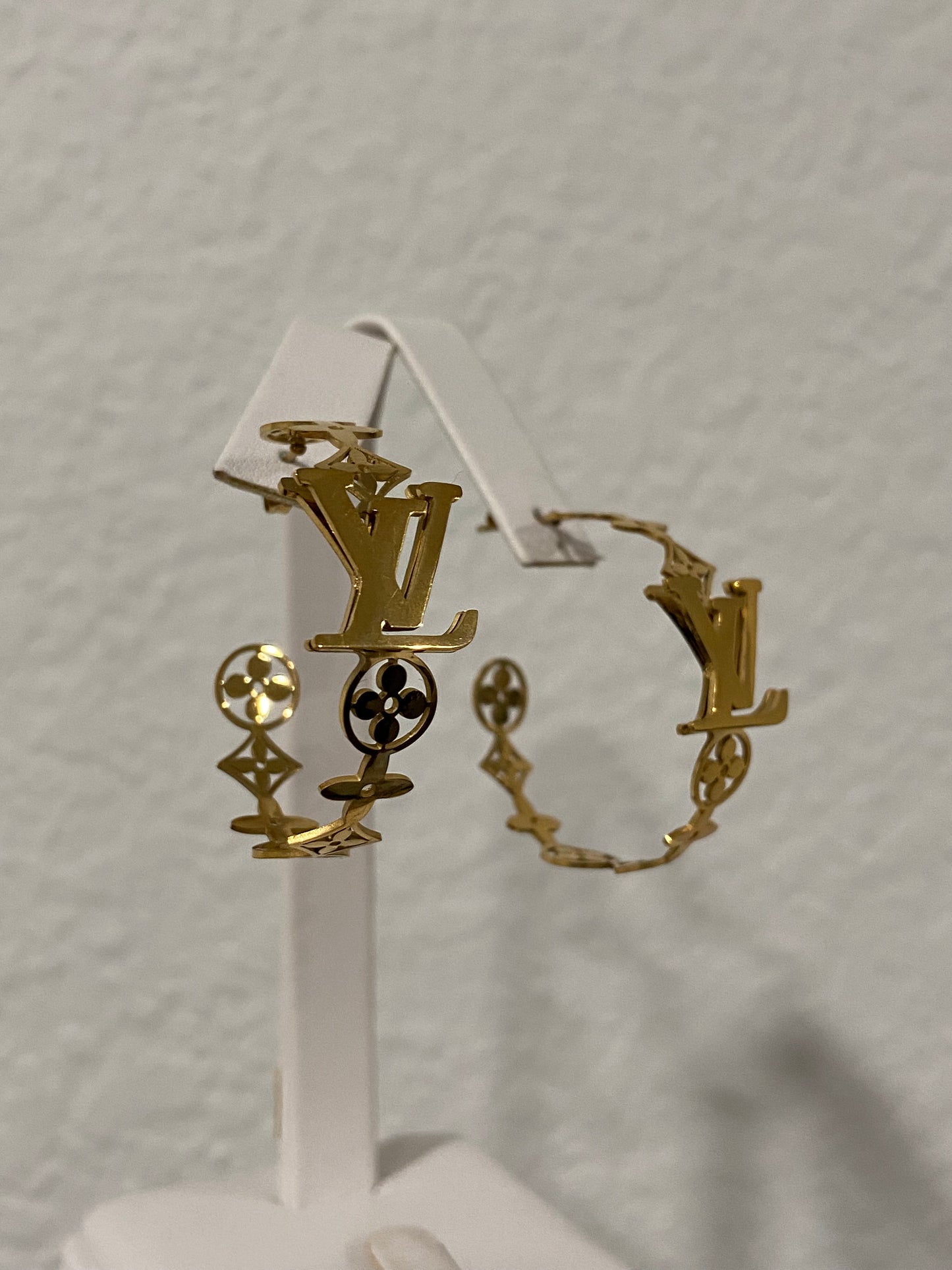 L V Monogram Stainless Steel Gold Big Hoops