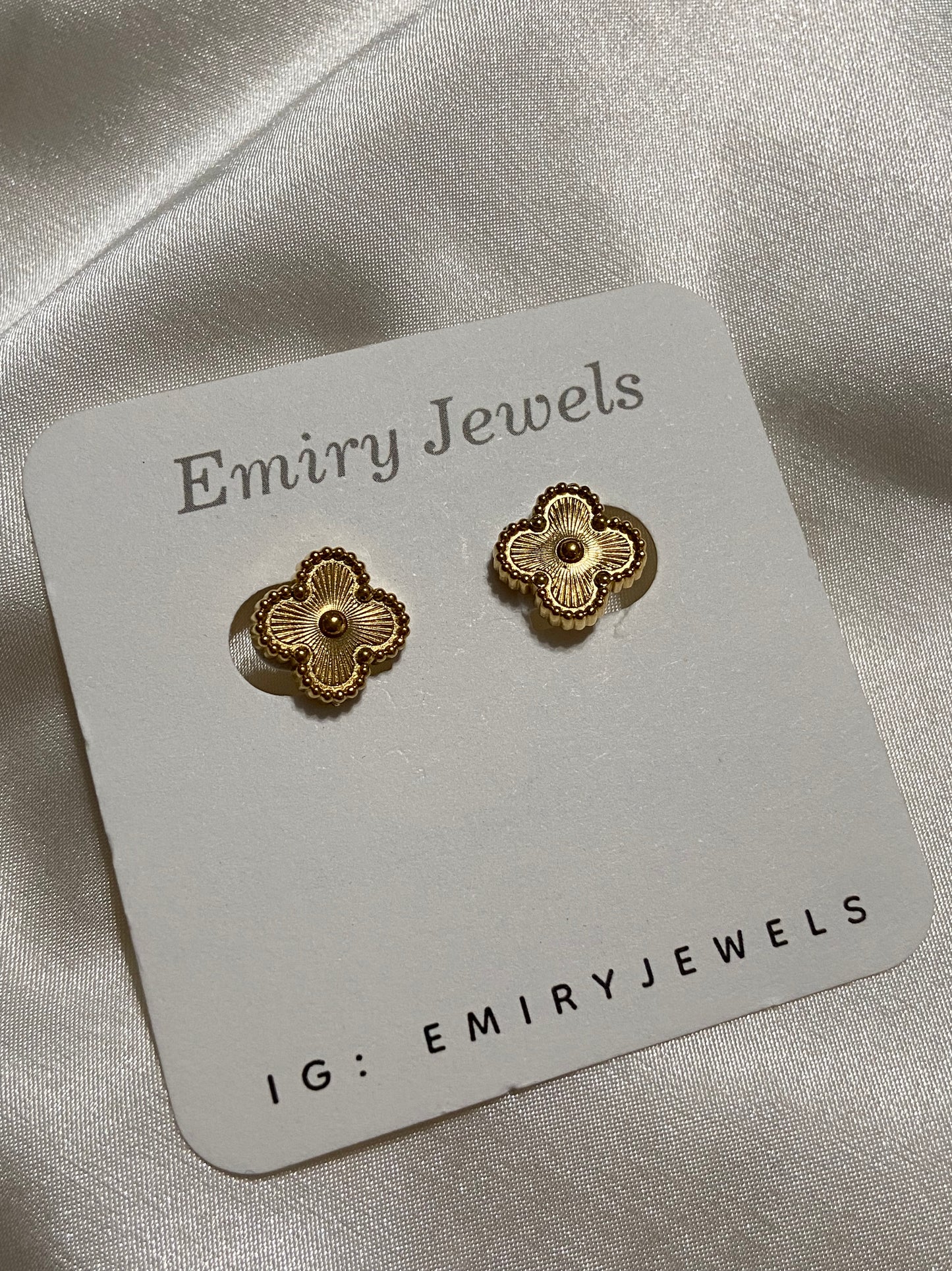 V C A Gold Clover Stainless Steel Stud Earrings