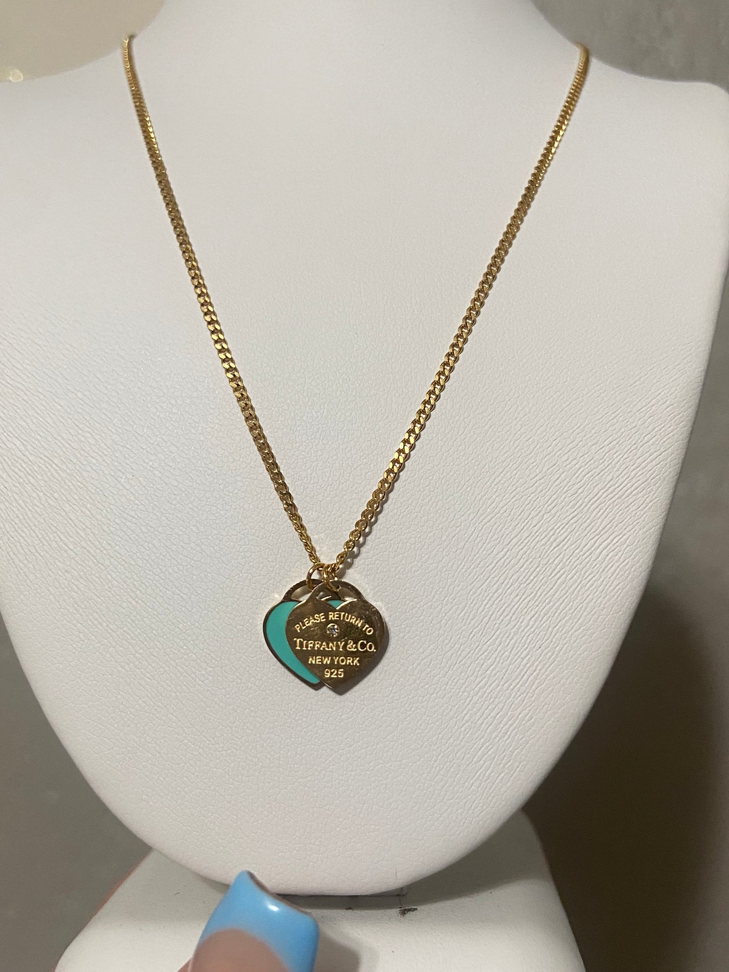 Tiff & Co Dainty Hearts Stainless Steel Gold Necklace
