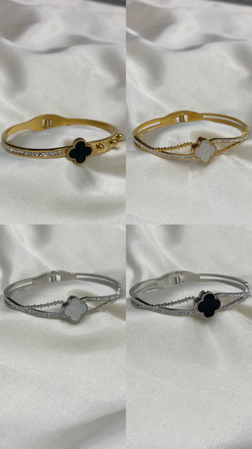 Clover Stainless Steel CZ Bracelet