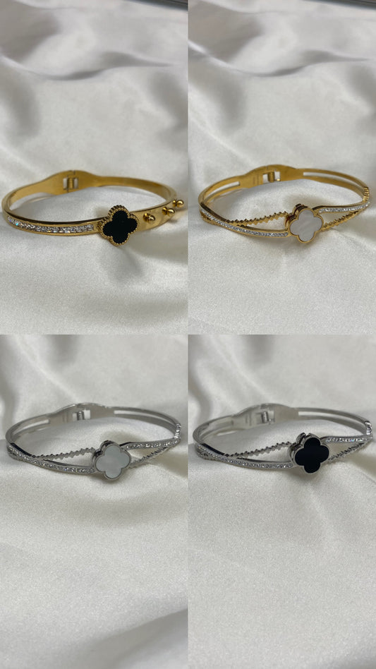 Clover Stainless Steel CZ Bracelet