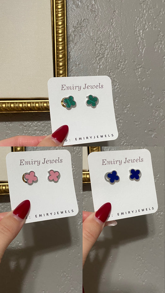 V C A Clover Stainless Steel Silver Earrings
