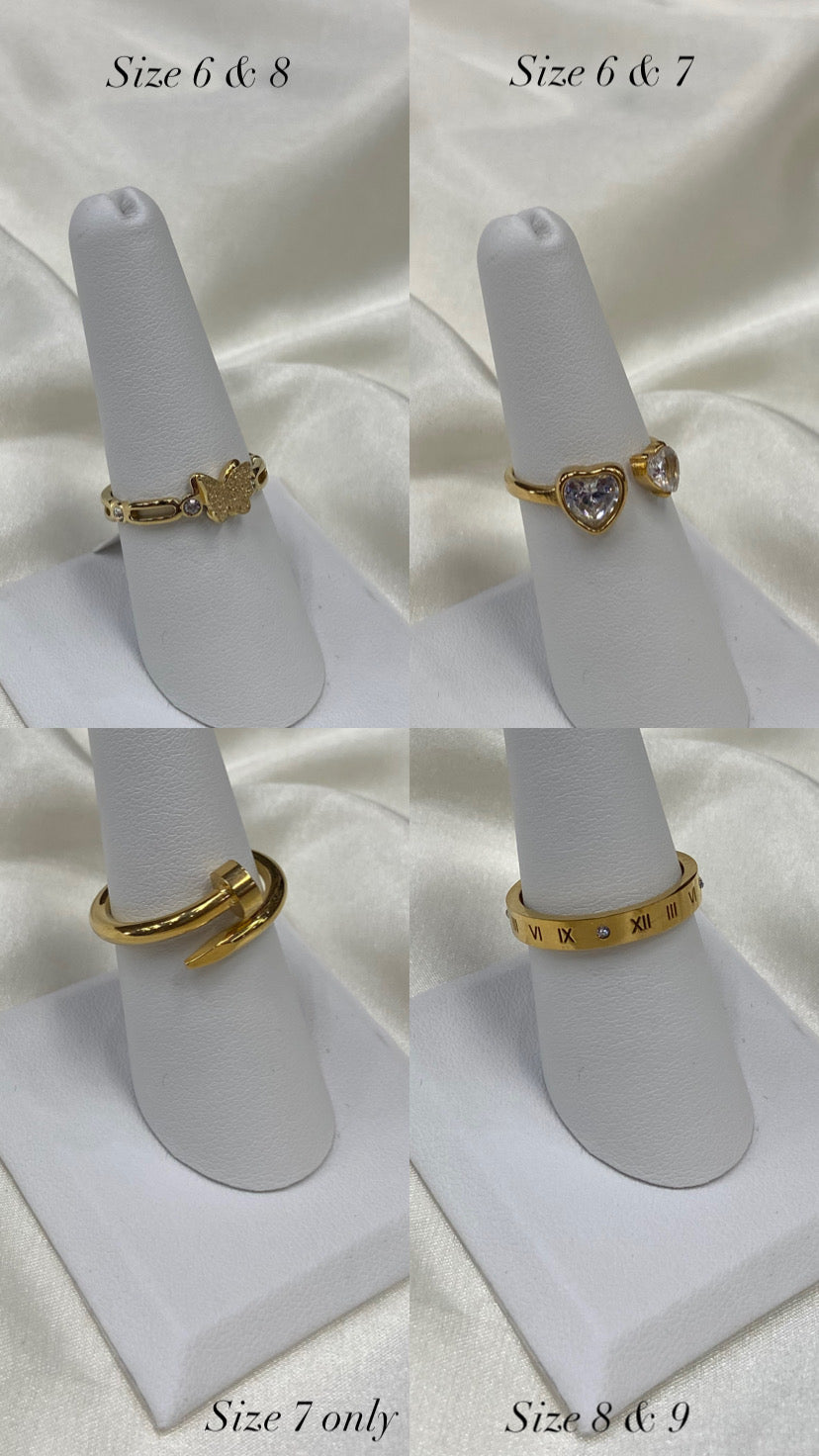 Gold Stainless Steel CZ Rings