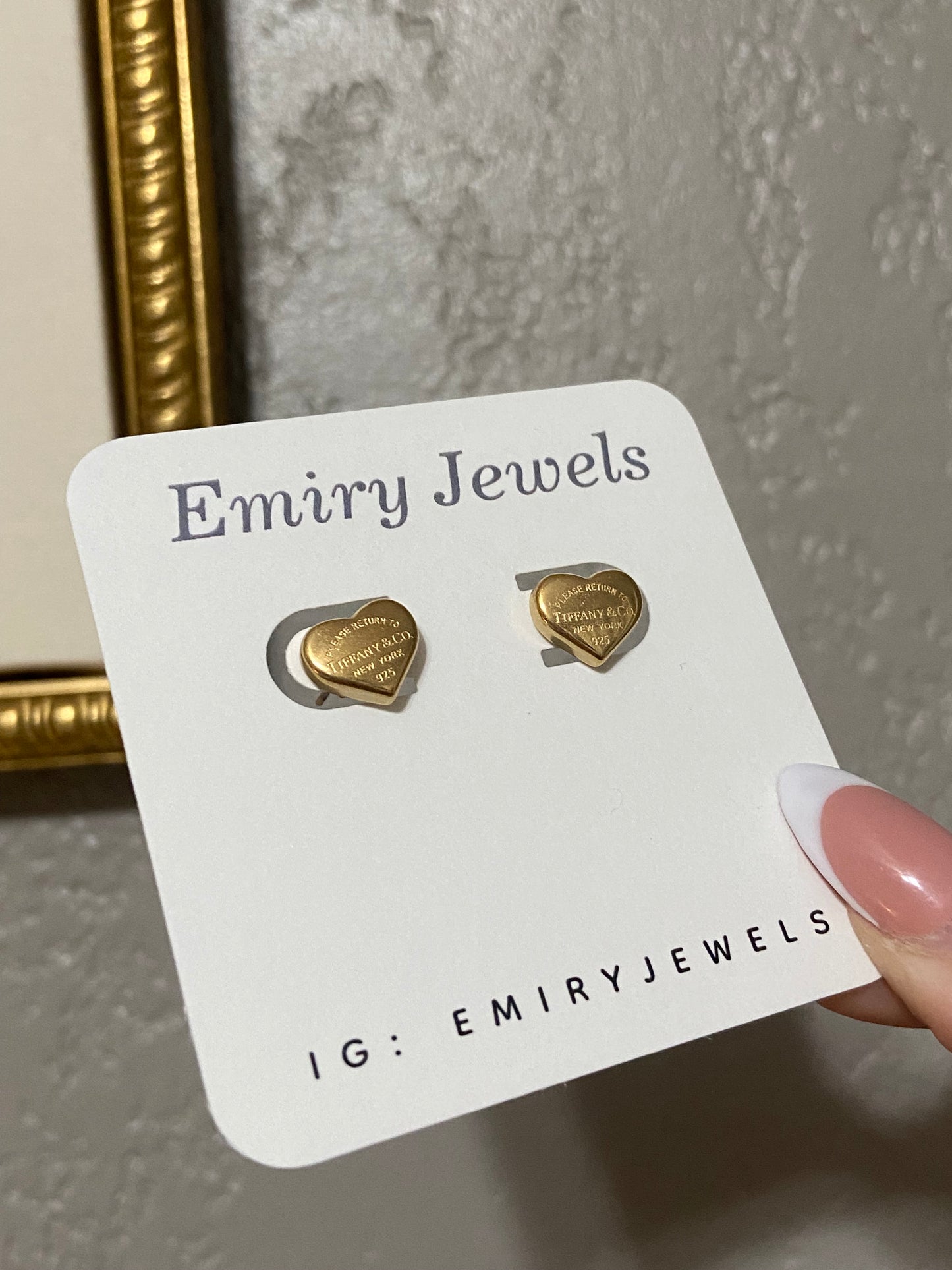 Tiff & Co Stainless Steel Gold Heart Earrings