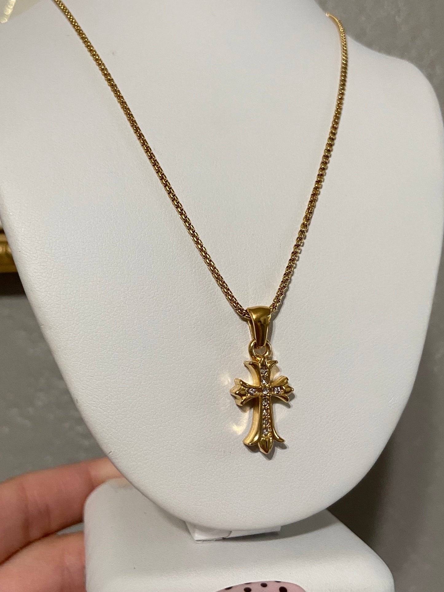 Gold Cross Stainless Steel Necklace