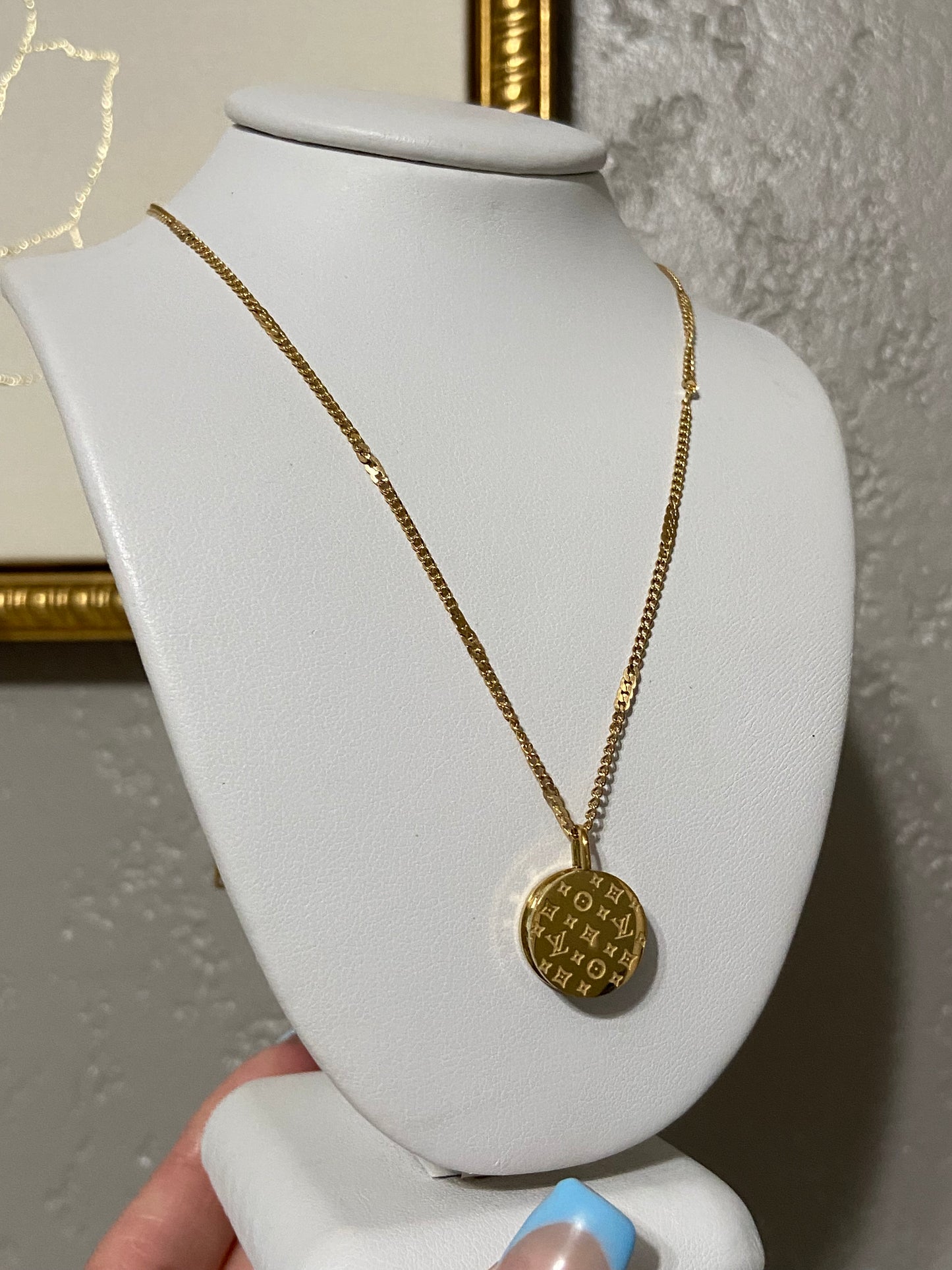LV Circle Monogram Stainless Steel Gold Necklace