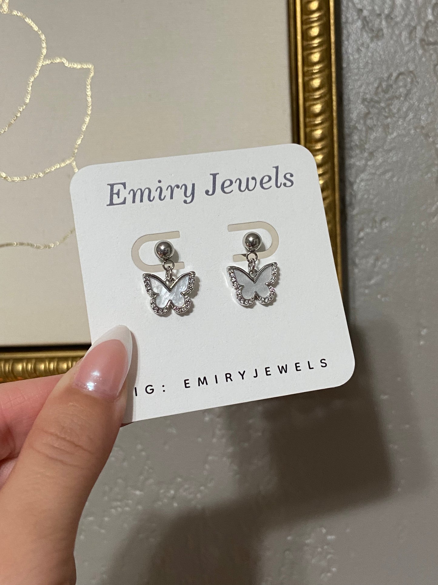 Butterfly CZ Stainless Steel Earrings