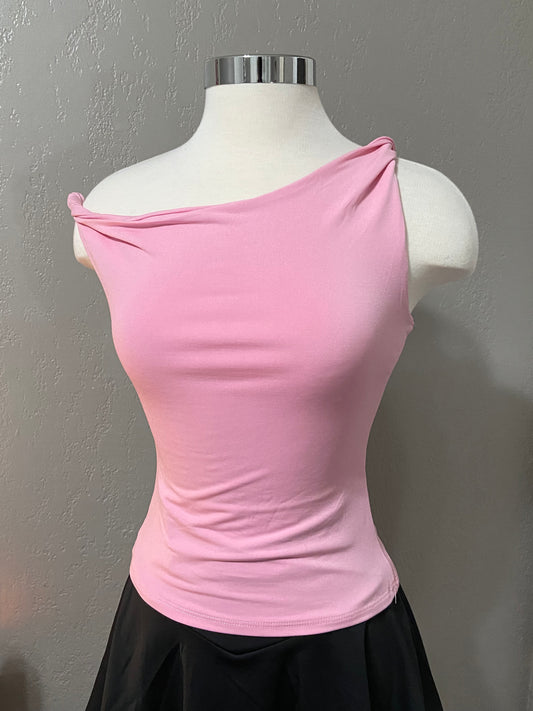 Bubblegum Pink Side Twist Tank