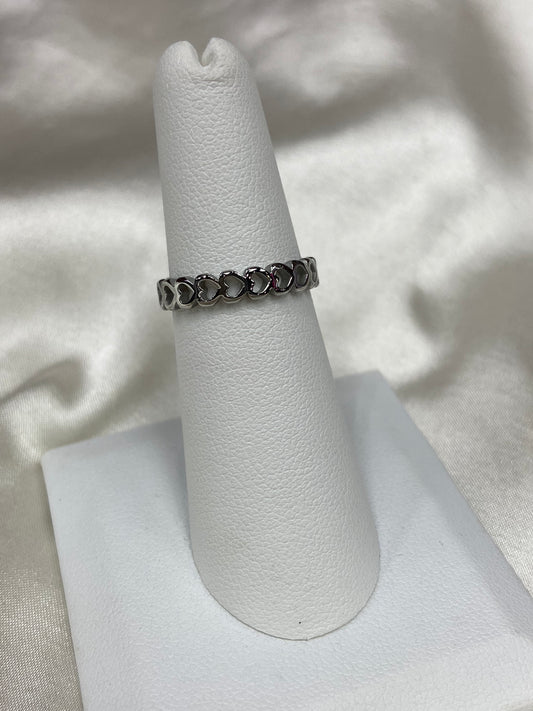 Side Hearts Stainless Steel Silver Ring