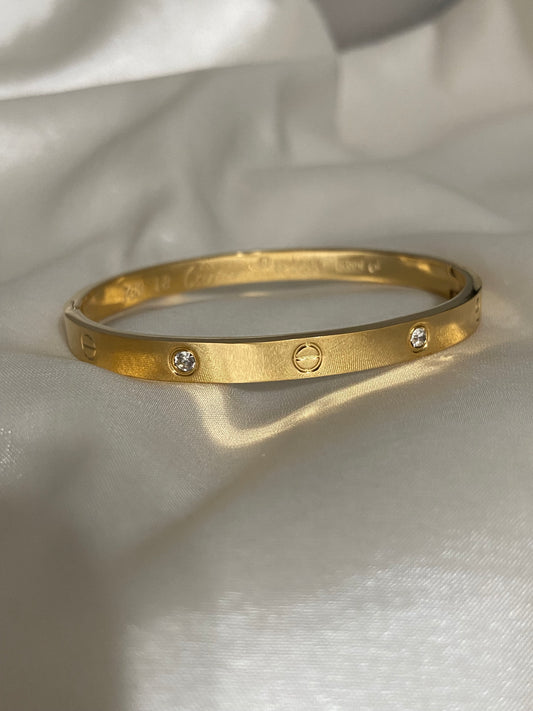 Carti Stainless Steel CZ Gold Bangle - engraved