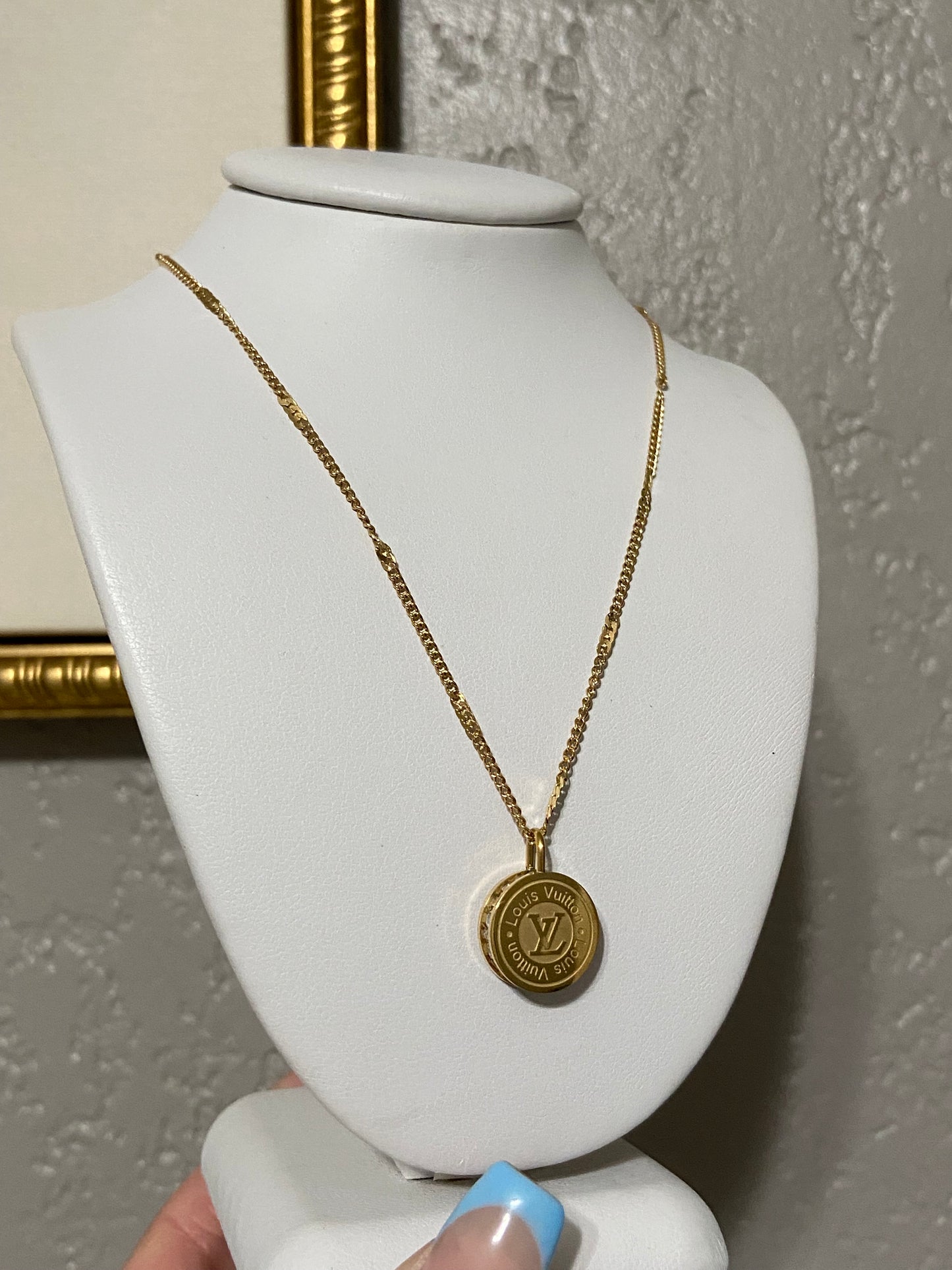 LV Circle Monogram Stainless Steel Gold Necklace