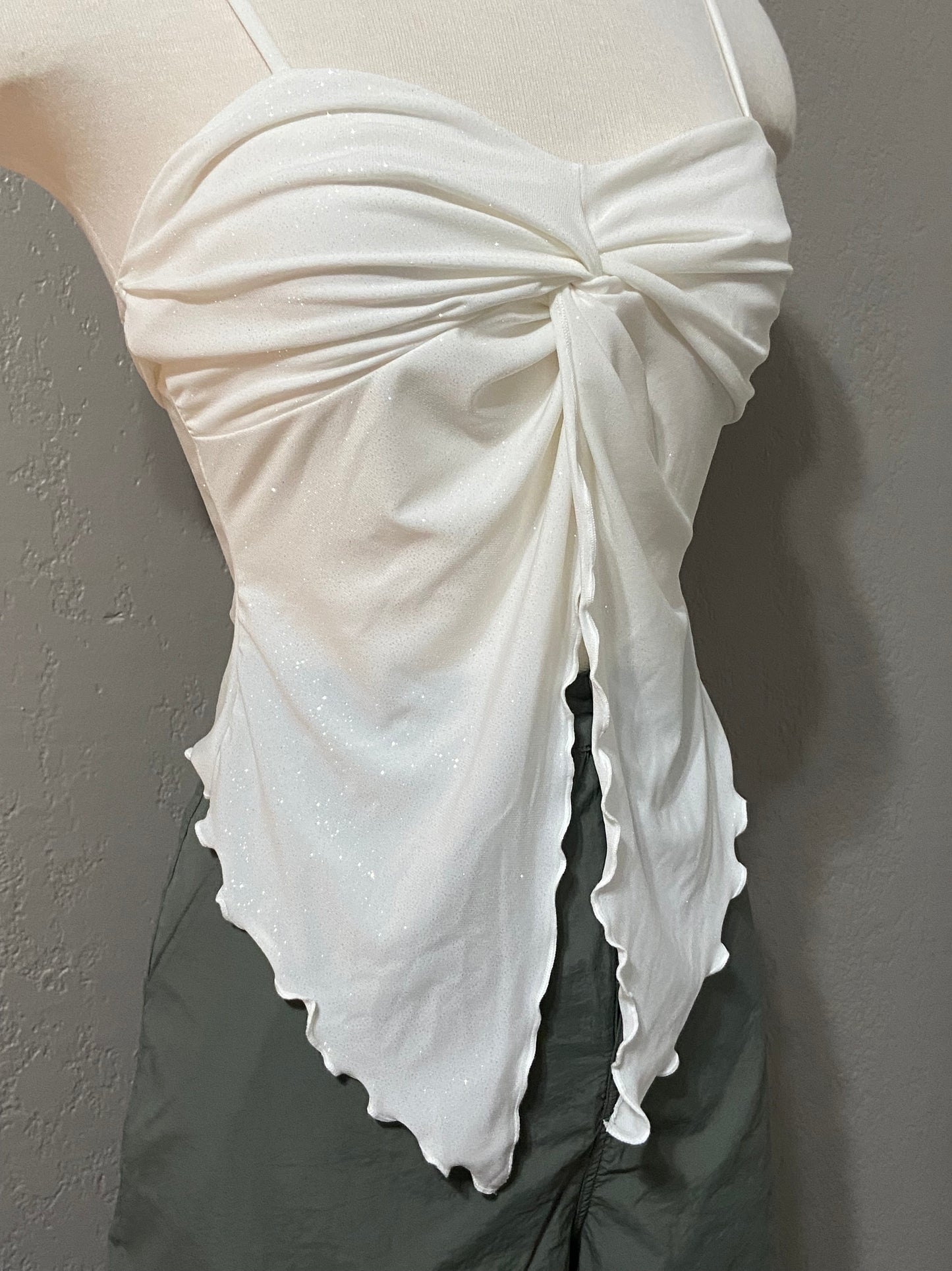 White Glitter Butterfly Tank