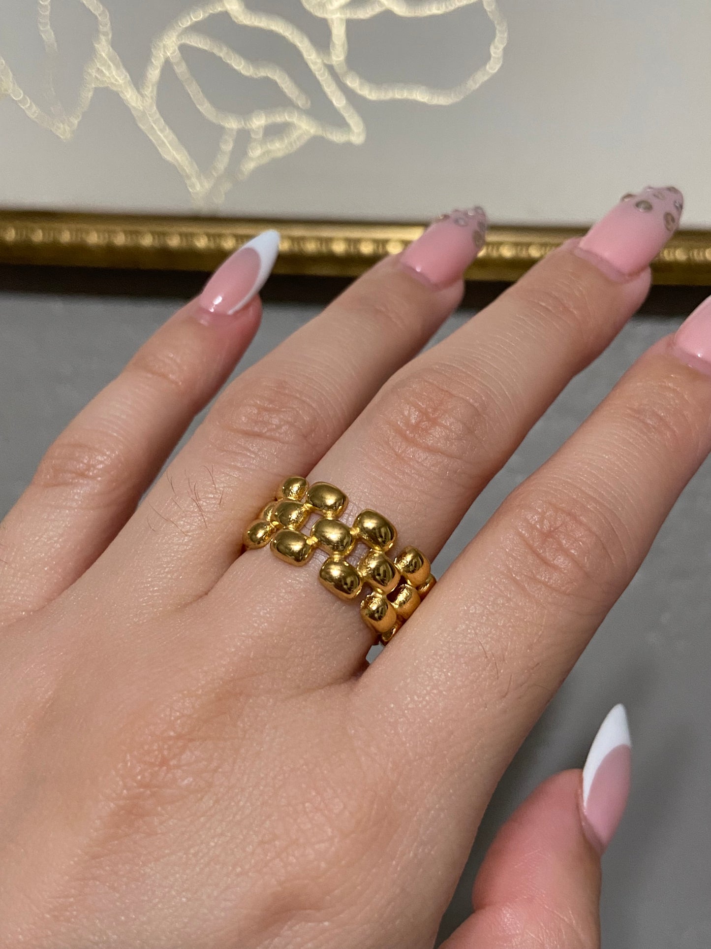 Chunky Chain Stainless Steel Gold Ring