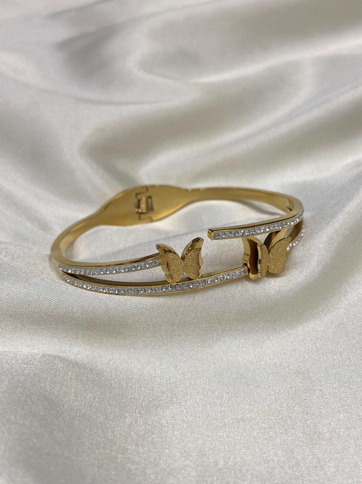 Gold Butterfly CZ Stainless Steel Bracelets