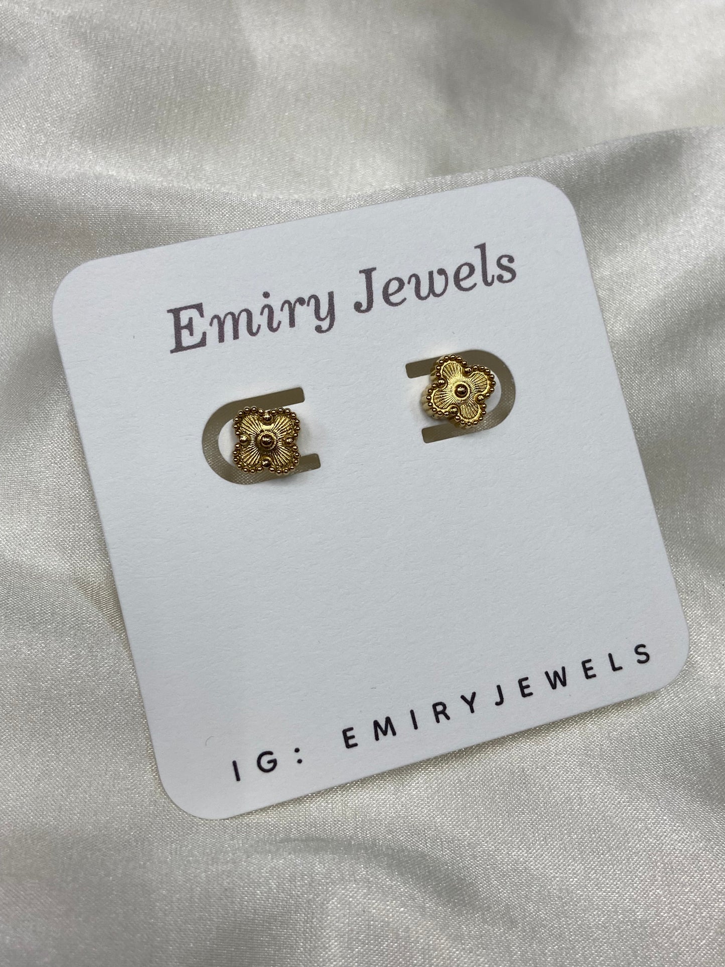 V C A Mini Clover Stainless Steel Gold Earrings
