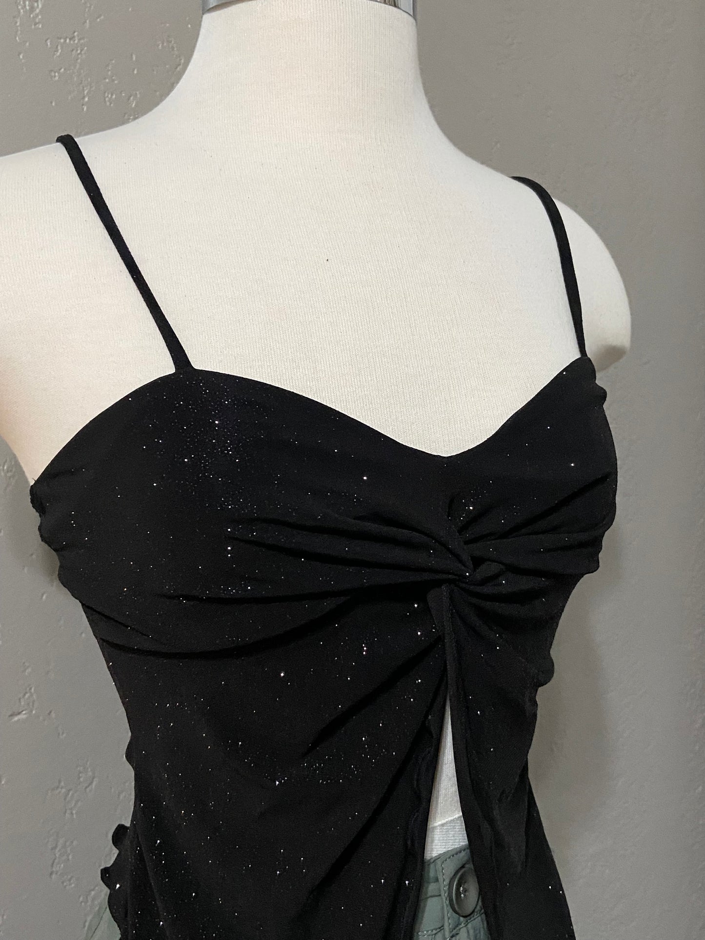 Black Glitter Butterfly Tank