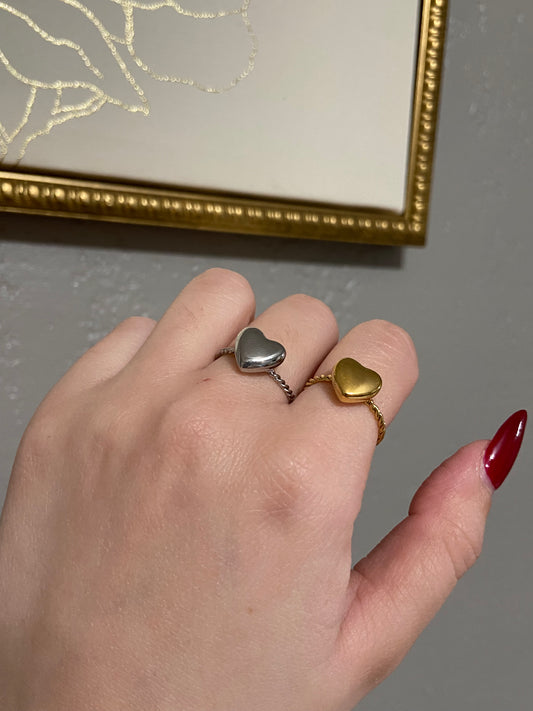 Puffy Heart Stainless Steel Ring