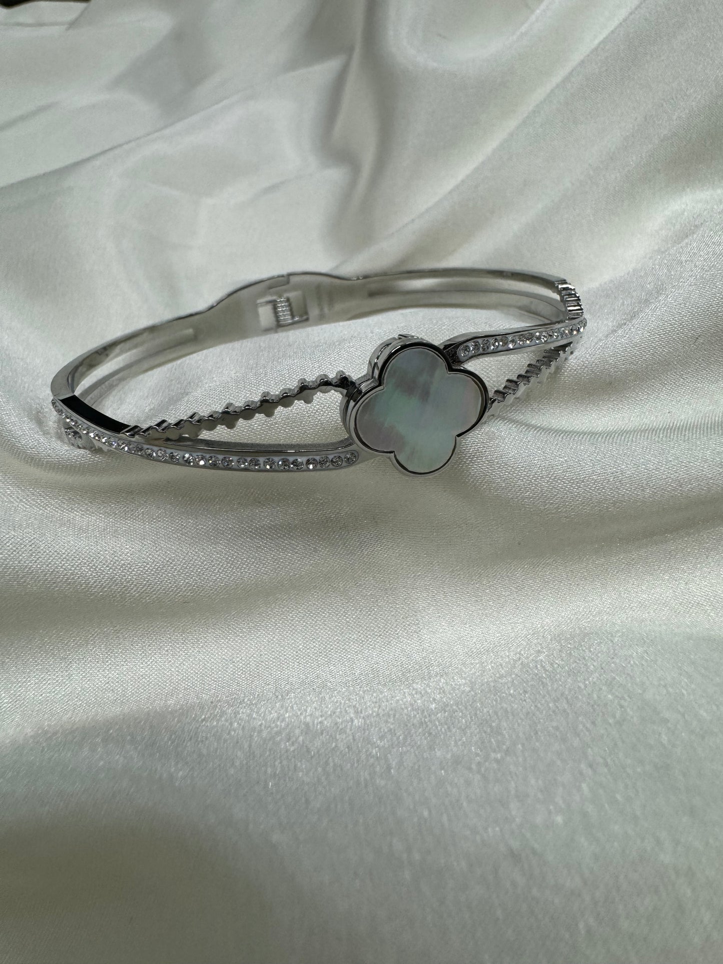 Clover Stainless Steel CZ Bracelet