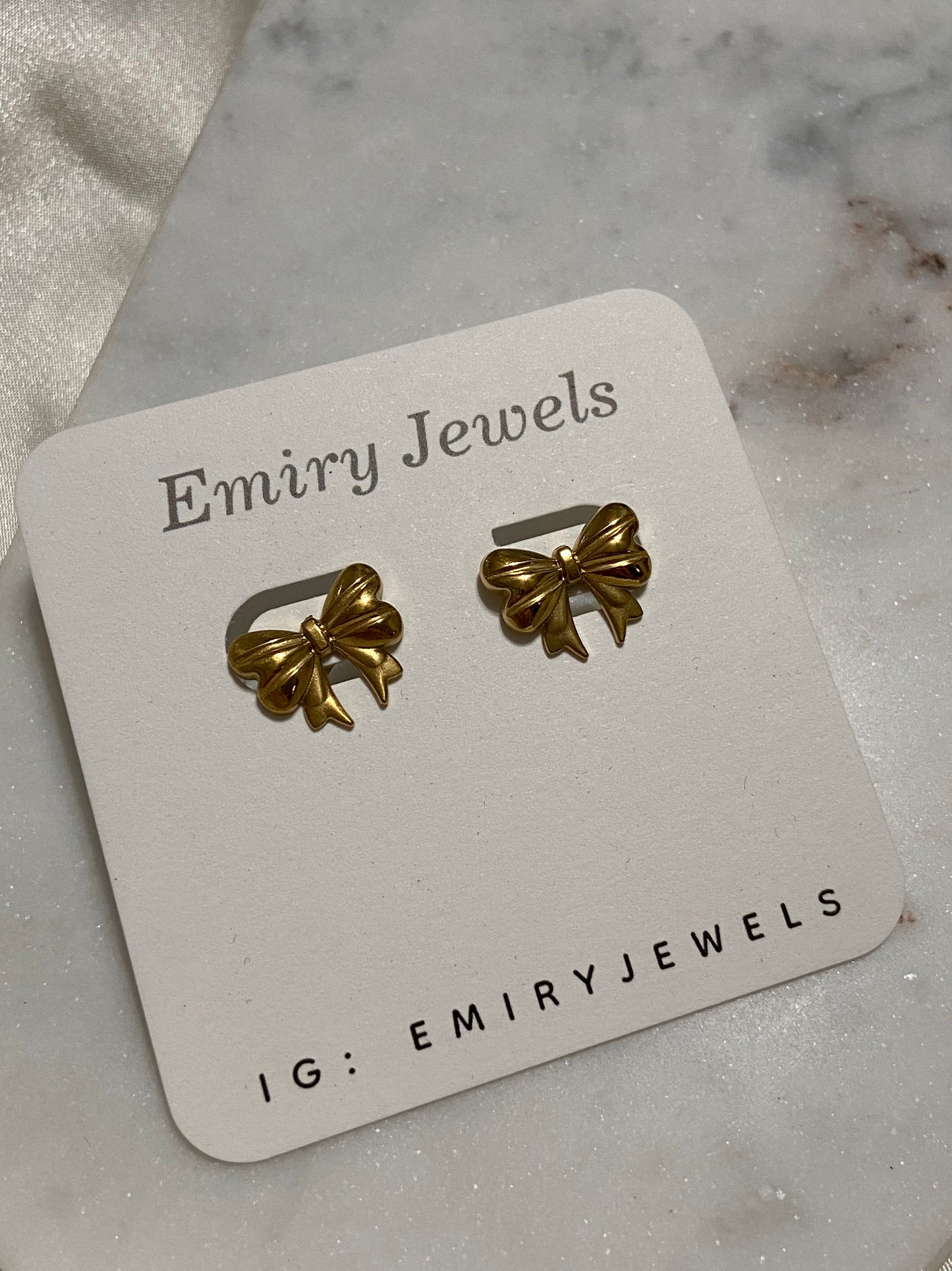 Coquette Gold Bow Stainless Steel Earrings