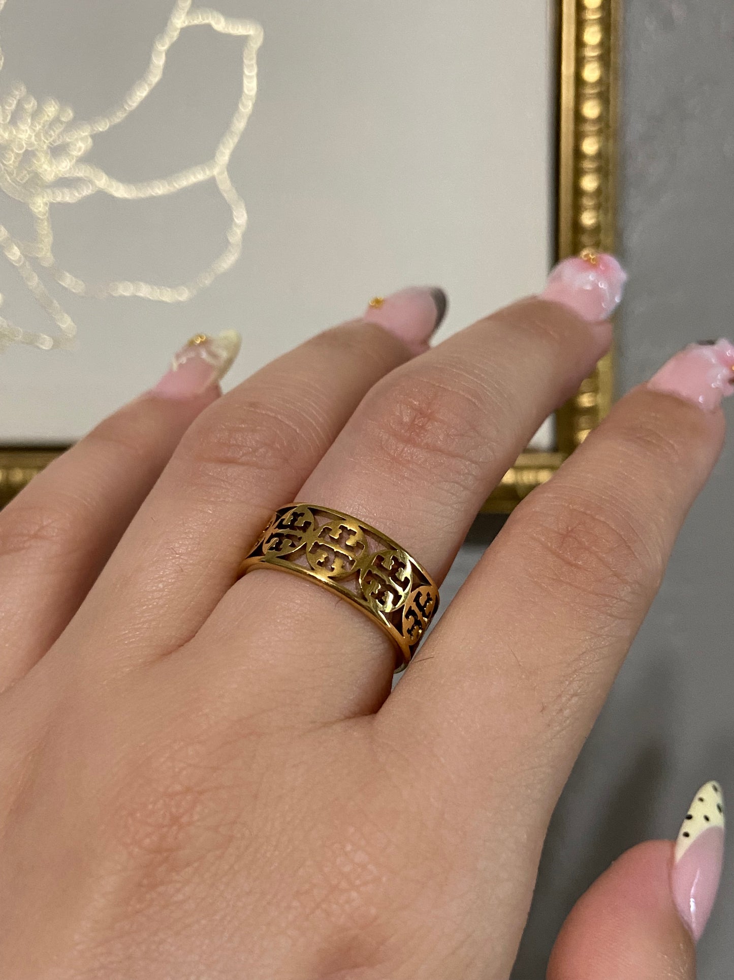 Tory B Stainless Steel Gold Ring