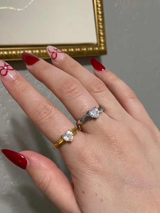 Heart CZ Stainless Steel Ring