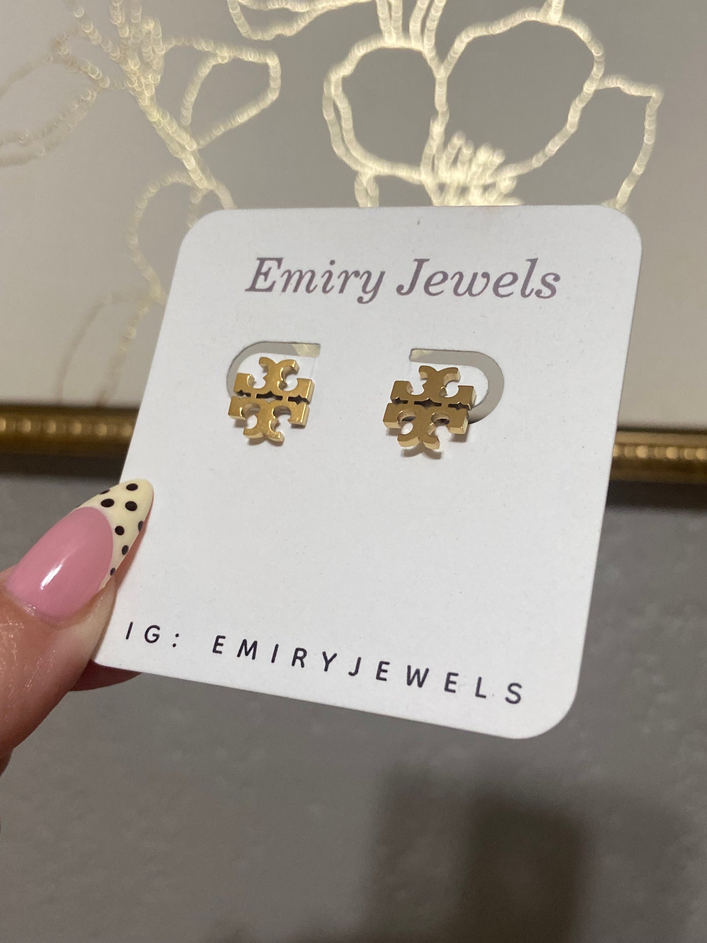Tory B Logo Stainless Steel Gold Earrings