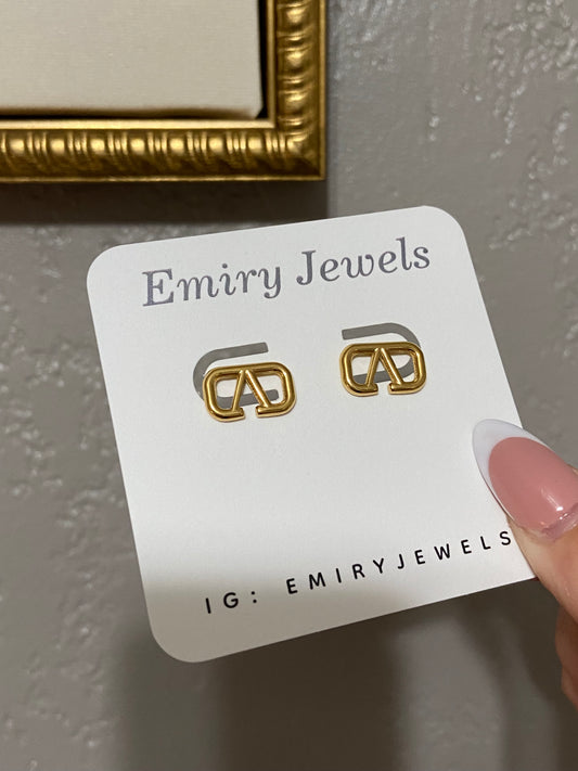 Valentin Logo Stainless Steel Gold Studs
