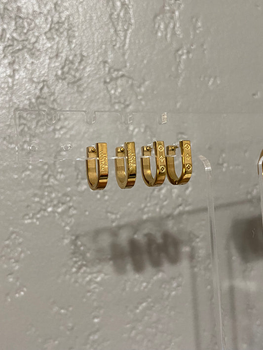 LV Stainless Steel Gold Mini Hoops