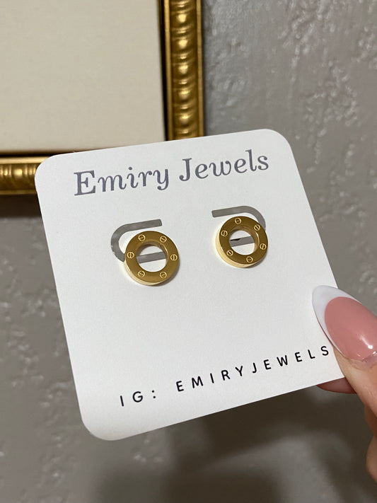 Carti Circle Stainless Steel Gold Studs
