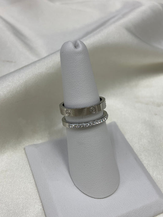 Silver Stainless Steel Carti CZ Ring