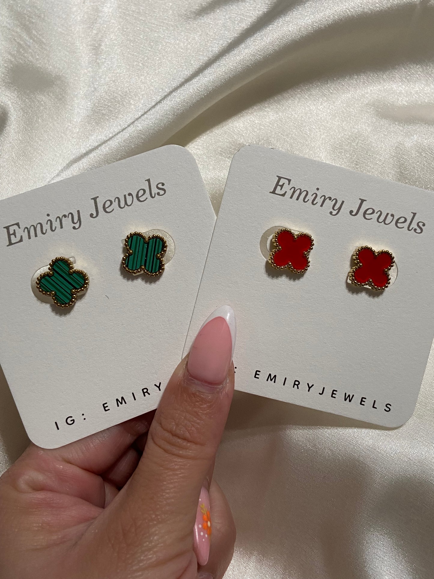 V C A Clover Stainless Steel Gold Earrings