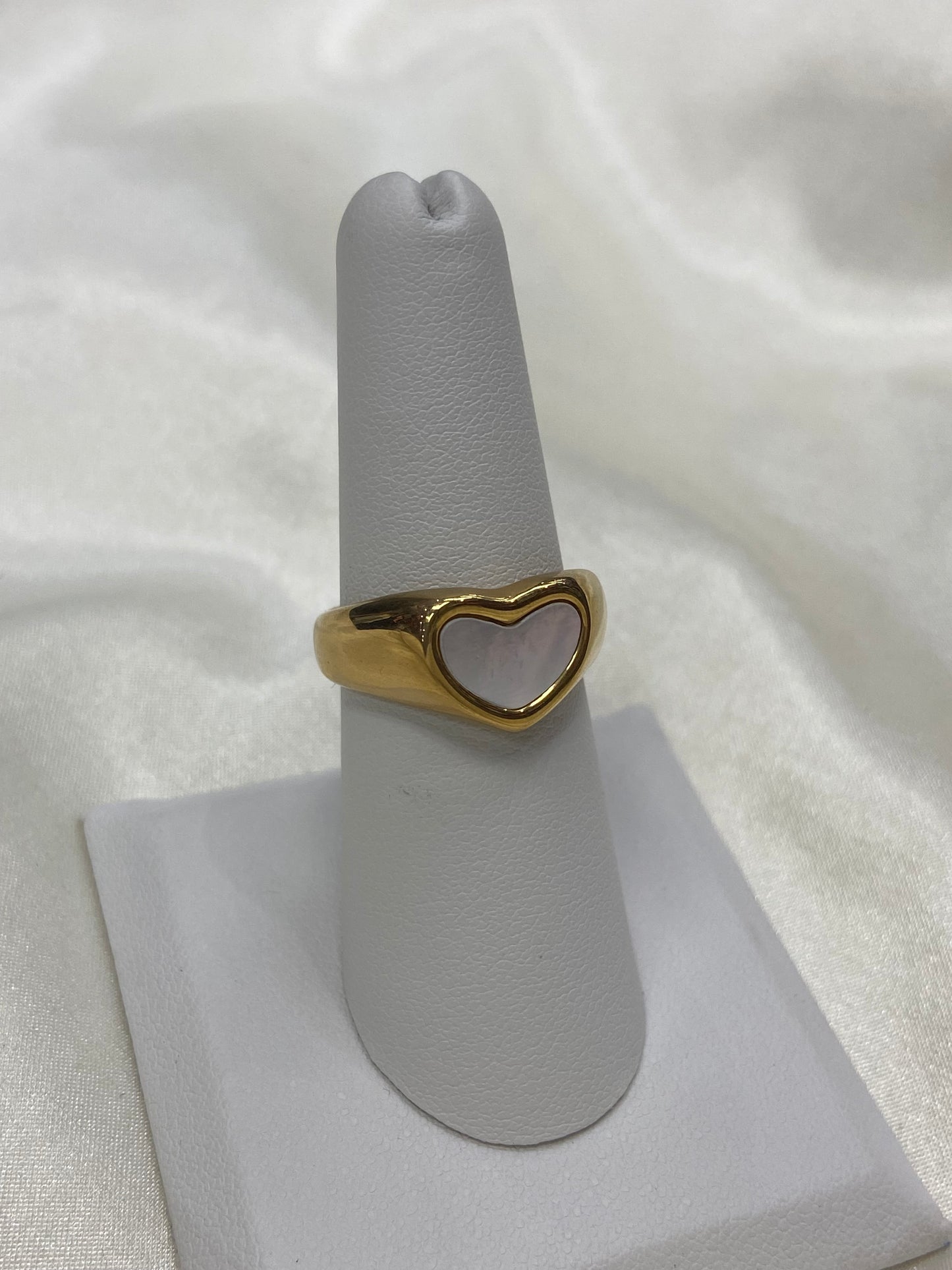 White Heart Stainless Steel Gold Ring