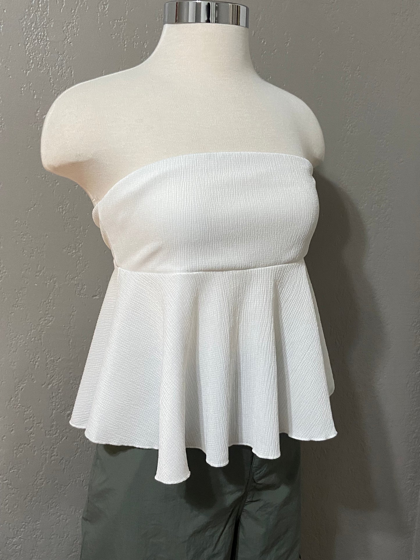 White Peplum Tube Top