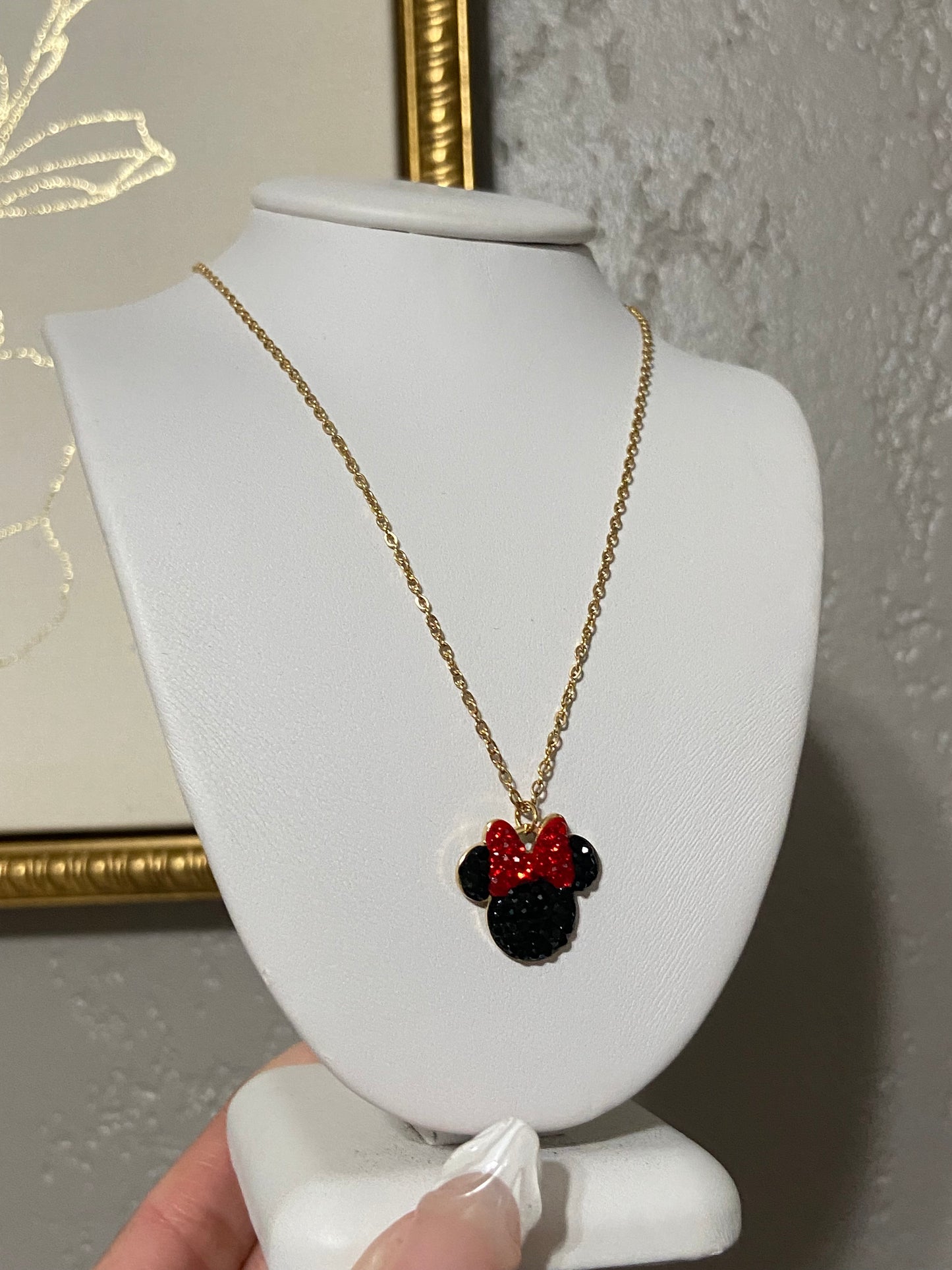 Minnie CZ Stainless Steel Gold Necklace