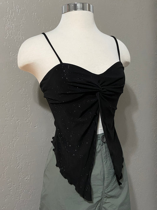 Black Glitter Butterfly Tank